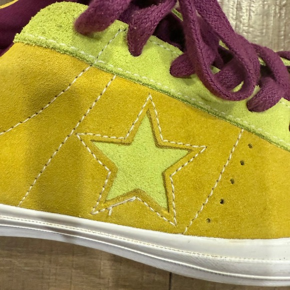 Converse One Star Suede Sneakers Low Top Casual Shoes Yellow Purple M10.5 W12.5 - Picture 12 of 14
